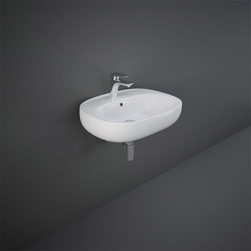 RAK Ceramics Illusion Wall Hung Basin with 1 Tap Hole (4 sizes, Alpine White) - Brand New Bathrooms