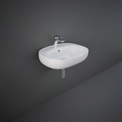RAK Ceramics Illusion Wall Hung Basin with 1 Tap Hole (4 sizes, Alpine White) - Brand New Bathrooms