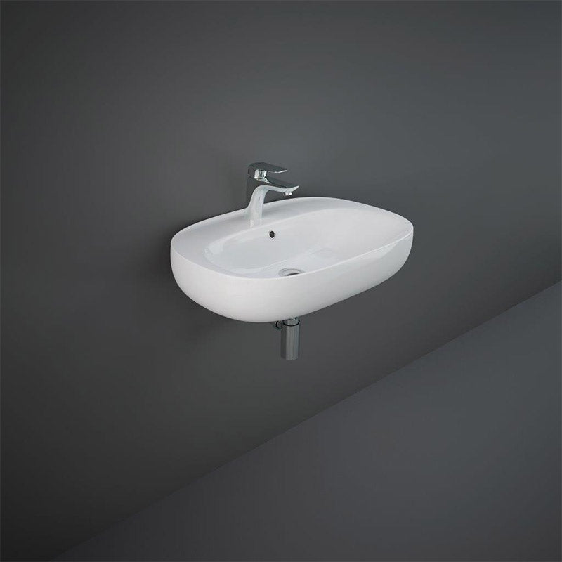 RAK Ceramics Illusion Wall Hung Basin with 1 Tap Hole (4 sizes, Alpine White) - Brand New Bathrooms