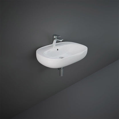 RAK Ceramics Illusion Wall Hung Basin with 1 Tap Hole (4 sizes, Alpine White) - Brand New Bathrooms