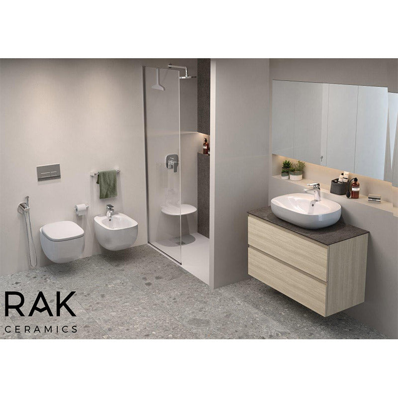 RAK Ceramics Illusion Wall Hung Basin with 1 Tap Hole (4 sizes, Alpine White) - Brand New Bathrooms