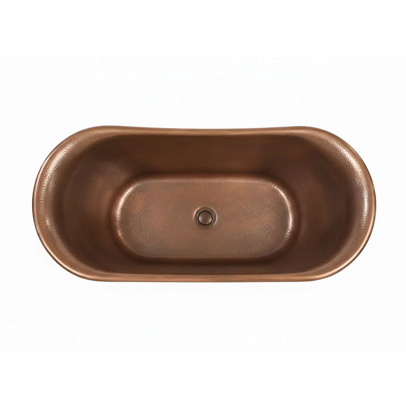 Coppersmith Creations Straight Base Copper Bathtub (1 size, Hammered Antique Finish Interior & Blue Green Patina Exterior Finish) - Brand New Bathrooms