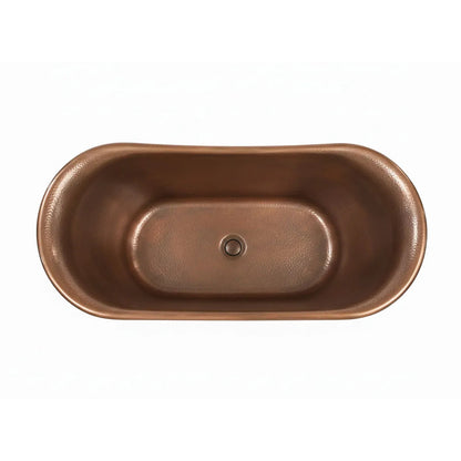Coppersmith Creations Straight Base Copper Bathtub (1 size, Hammered Antique Finish Interior & Blue Green Patina Exterior Finish) - Brand New Bathrooms