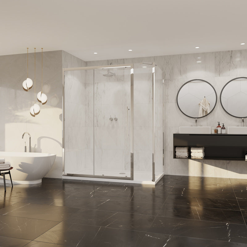 Coram Showers Premier 8 In-Line Shower Panel & Accessories (3 sizes, Chrome) - Brand New Bathrooms