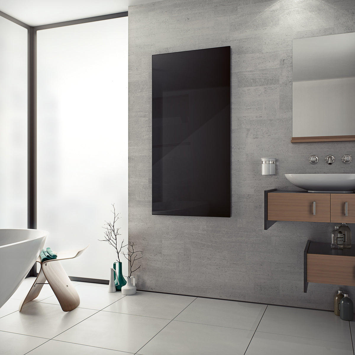 Eucotherm White, Black & Mirror Glass Infrared Radiator (3 colours, 3 sizes) - Brand New Bathrooms