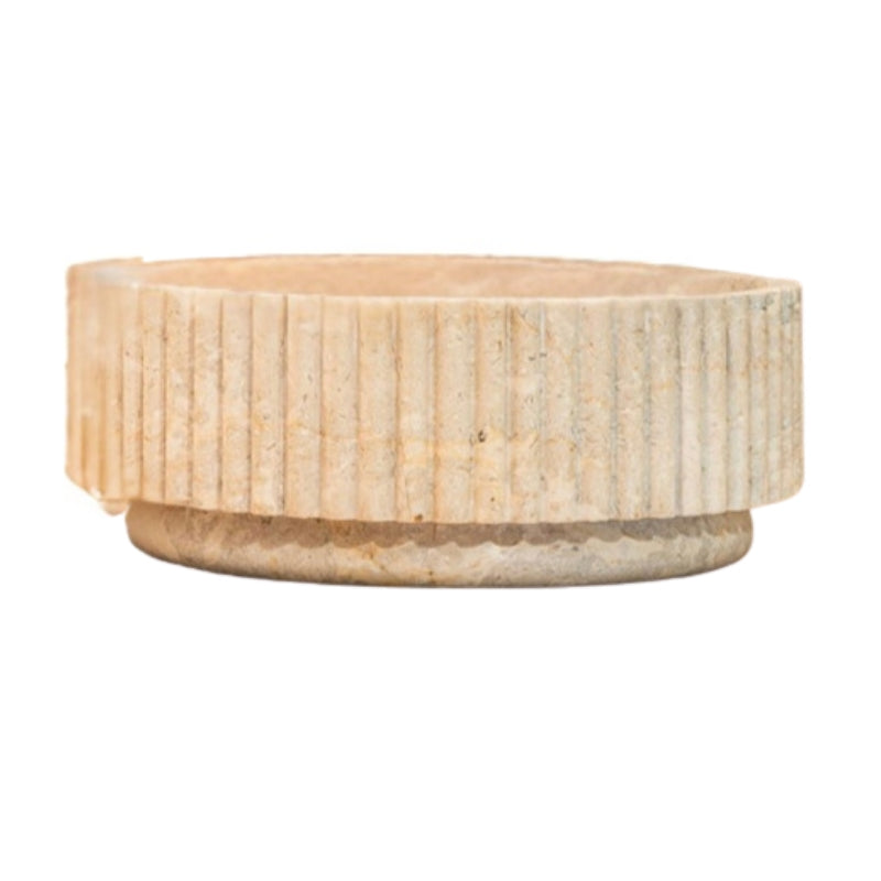 Loutro Lavabo Irini Round Stone Marble Basin (1 size, Beige) - Brand New Bathrooms