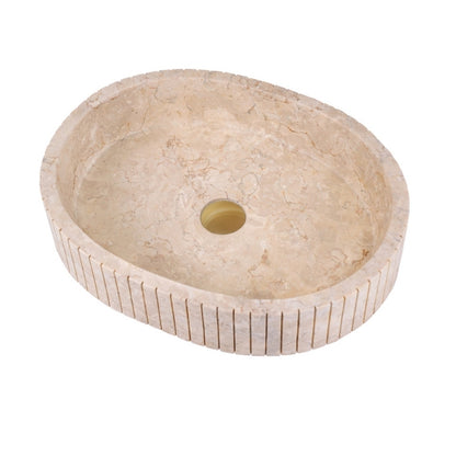 Loutro Lavabo Irini Oval Stone Marble Basin (1 size, Beige) - Brand New Bathrooms