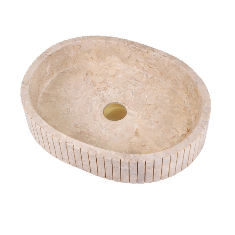 Loutro Lavabo Irini Oval Stone Marble Basin (1 size, Beige) - Brand New Bathrooms