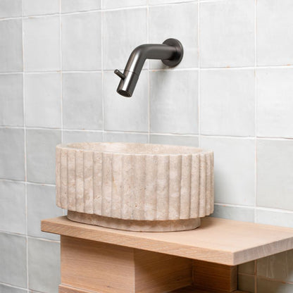 Loutro Lavabo Irini Ovale Mini Stone Marble Basin (1 size, Beige) - Brand New Bathrooms