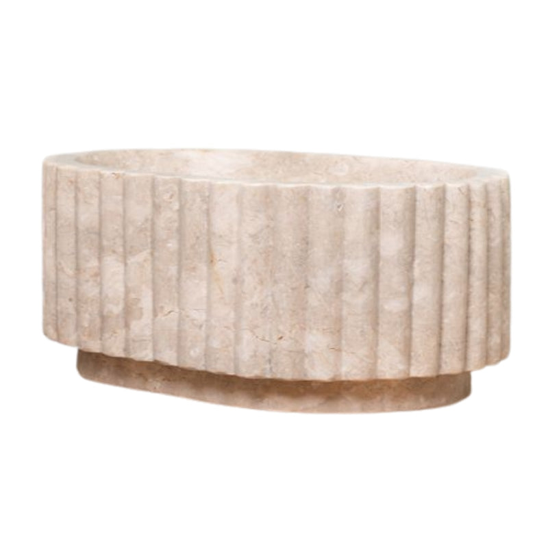 Loutro Lavabo Irini Ovale Mini Stone Marble Basin (1 size, Beige) - Brand New Bathrooms