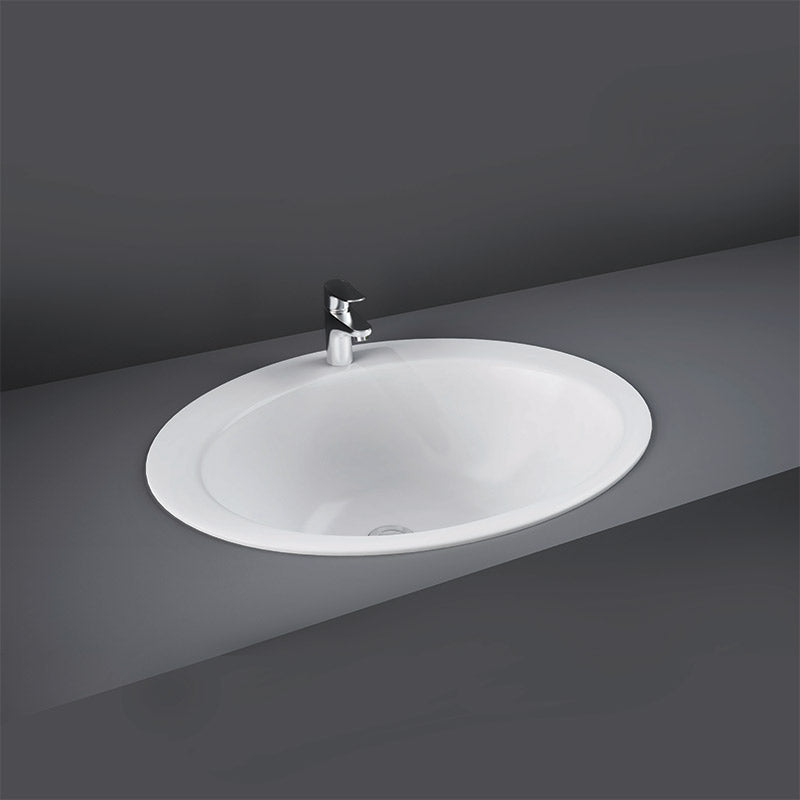 RAK Ceramics Jessica Drop-in 530mm Countertop Basin (1 size, 2 styles, Alpine White) - Brand New Bathrooms