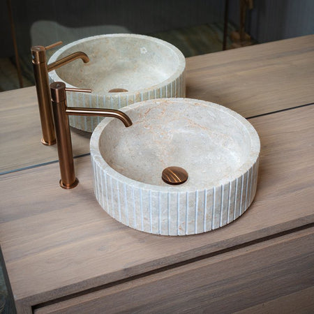 Loutro Lavabo Jayda Stone Marble Basin (1 size, Beige) - Brand New Bathrooms