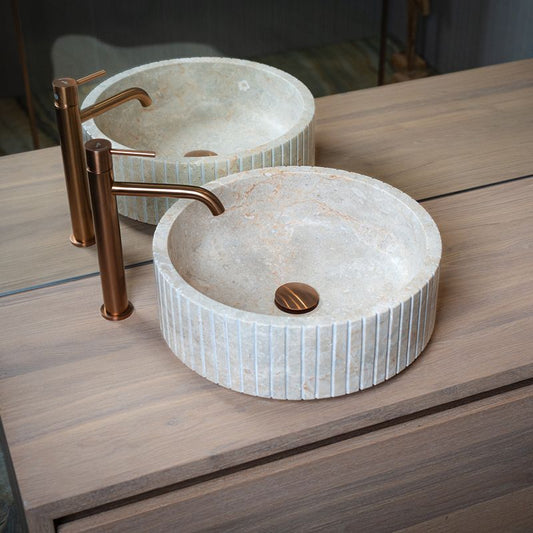 Loutro Lavabo Jayda Stone Marble Basin (1 size, Beige) - Brand New Bathrooms