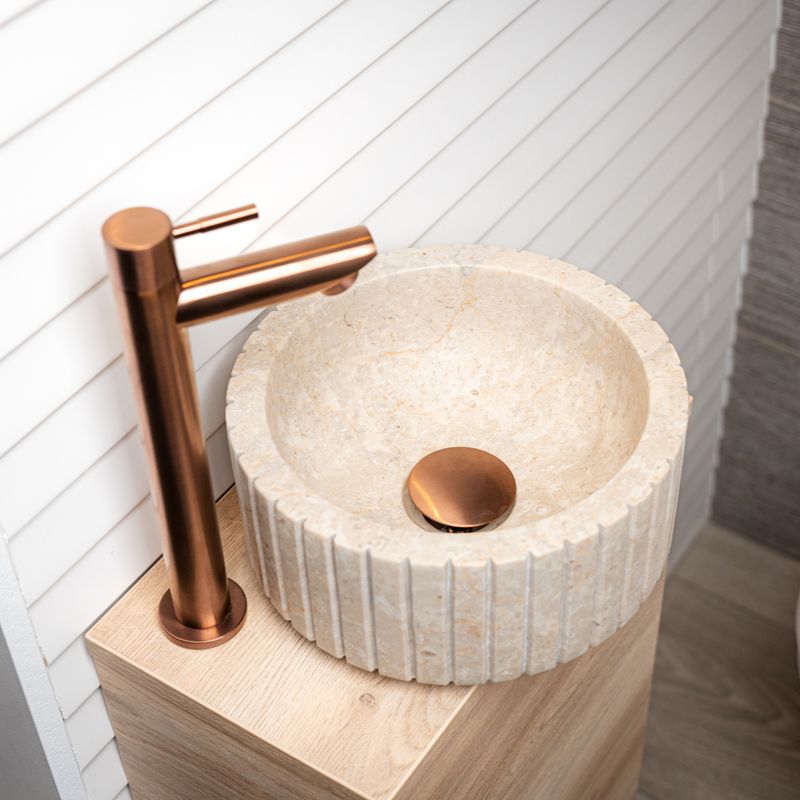 Loutro Lavabo Jayda Mini Stone Marble Basin (1 size, Beige) - Brand New Bathrooms