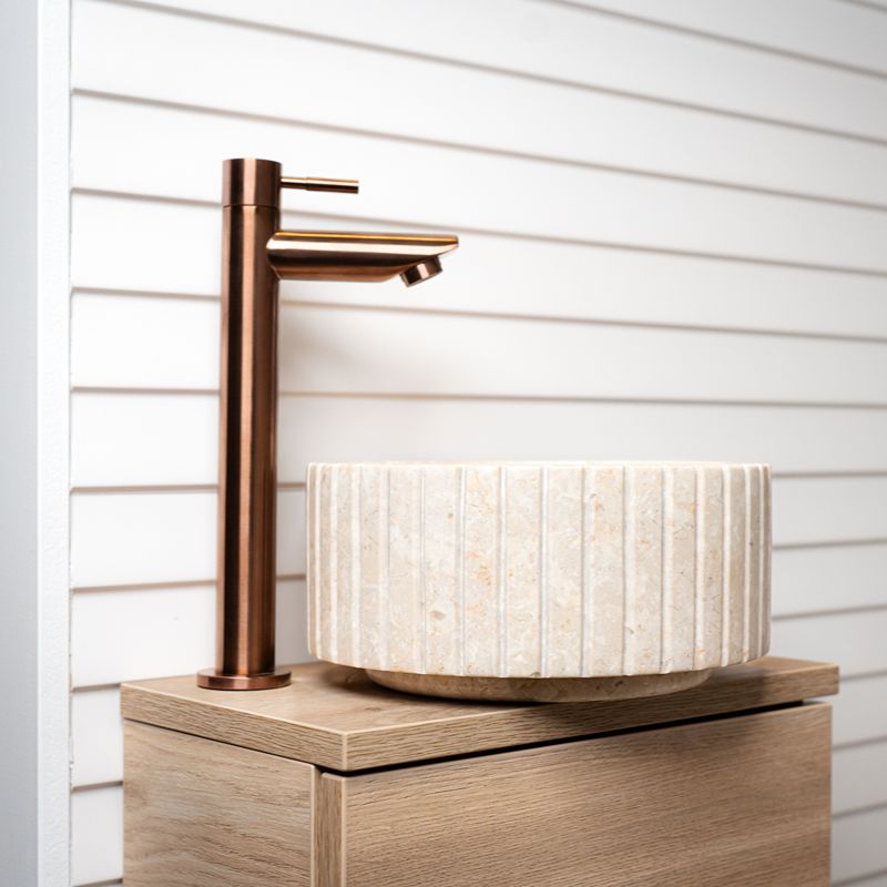 Loutro Lavabo Jayda Mini Stone Marble Basin (1 size, Beige) - Brand New Bathrooms