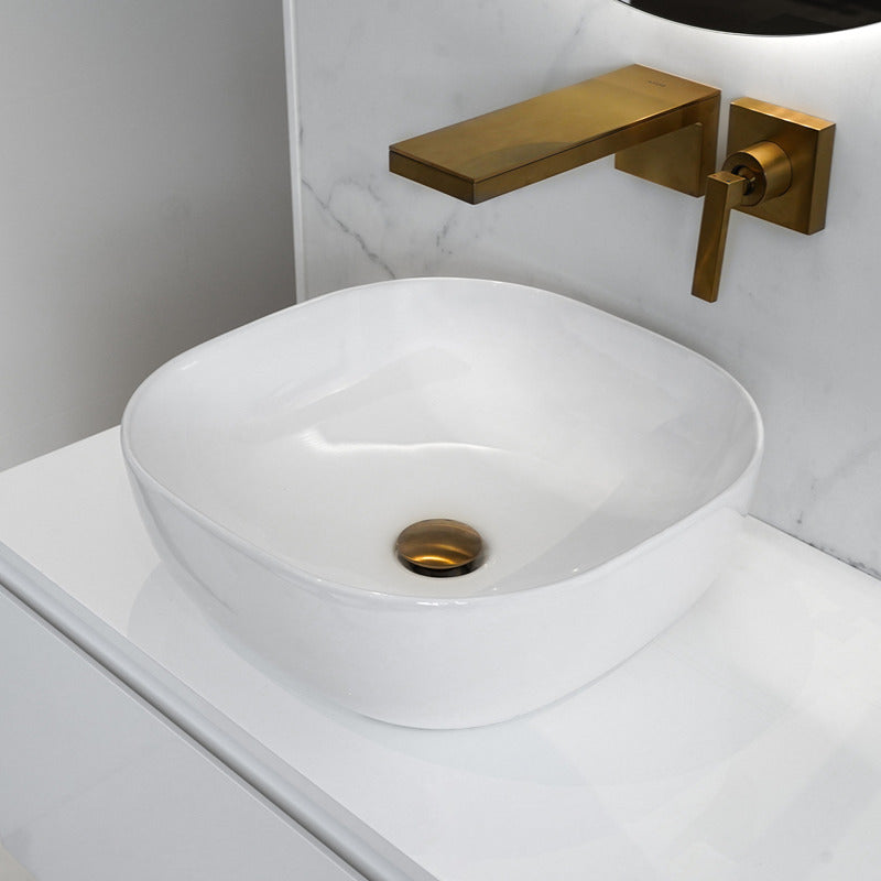 Loutro Lavabo Jenny Square Ceramic Basin (1 size, 2 colours) - Brand New Bathrooms
