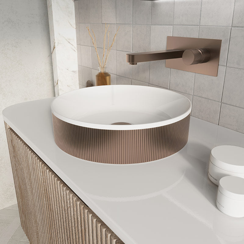 Scudo Koko Fluted Counter Top Basin (1 size, 4 colours) - Brand New Bathrooms