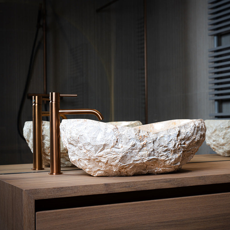Loutro Lavabo Kev-S Stone Marble Basin (1 size, Beige) - Brand New Bathrooms