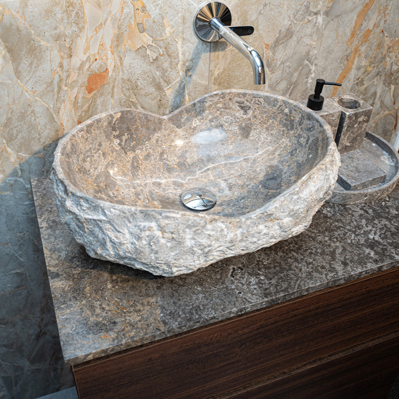 Loutro Lavabo Kev-T Stone Marble Basin (1 size, Taupe) - Brand New Bathrooms