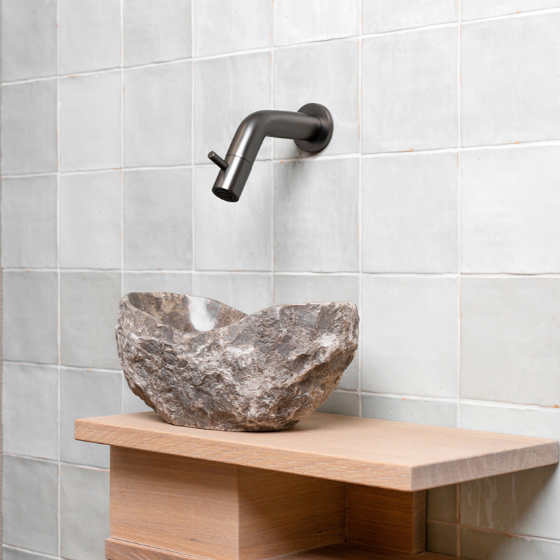Loutro Lavabo Kev Mini-T Stone Marble Basin (1 size, Beige) - Brand New Bathrooms