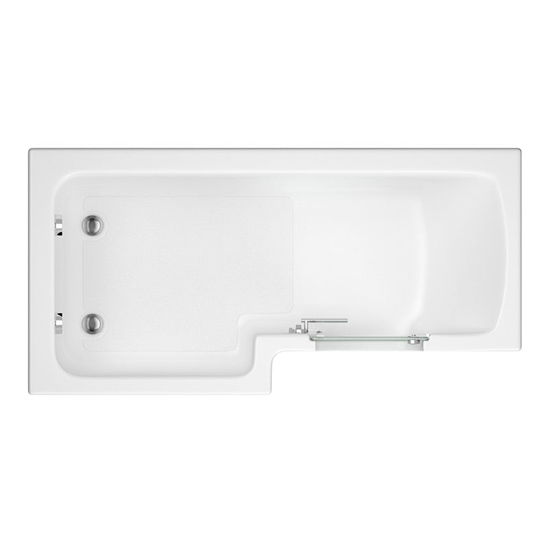 Mantaleda Larimar L-Shaped Shower Bathtub & Bath Screen (1 size, 2 styles, White) - Brand New Bathrooms