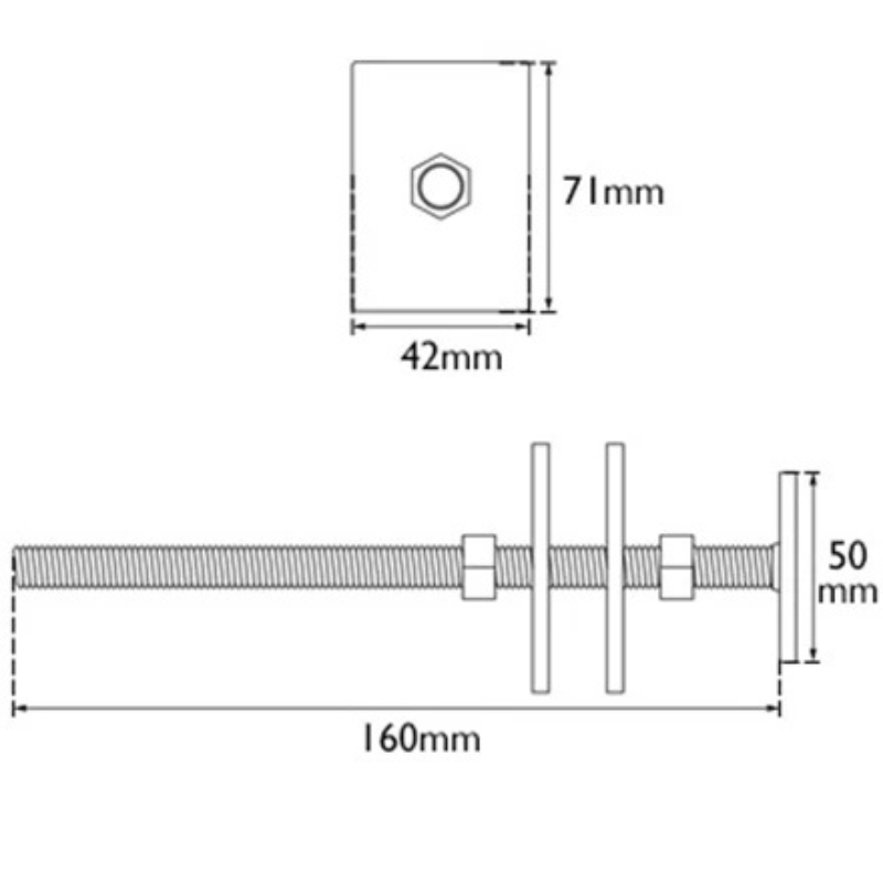 Carron Galvanised Square Plate Wall Stay (1 size, Stainless Steel) - Brand New Bathrooms