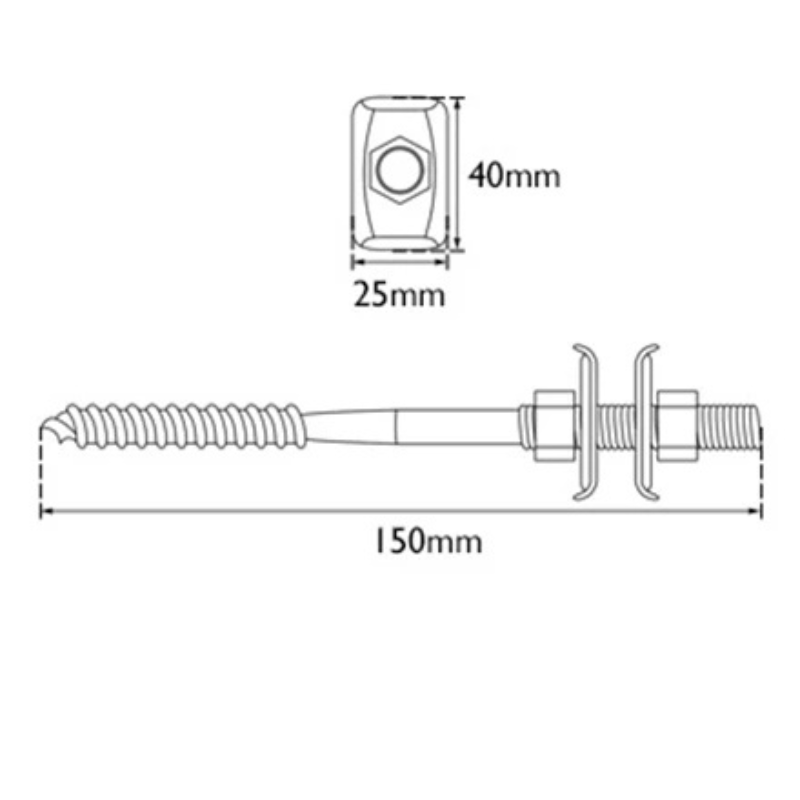 Carron Galvanised Hexagon Thread Wall Stay (1 size, Stainless Steel) - Brand New Bathrooms