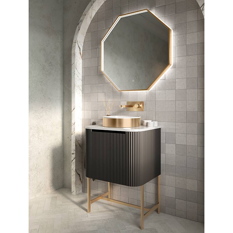 Scudo Linea Curve Fluted 600mm Wall Mounted Basin Unit (1 size, 3 colours) - Brand New Bathrooms