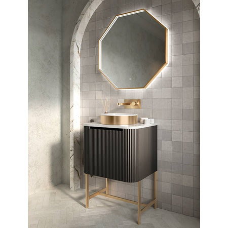 Scudo Linea Curve Fluted 600mm Wall Mounted Basin Unit (1 size, 3 colours) - Brand New Bathrooms