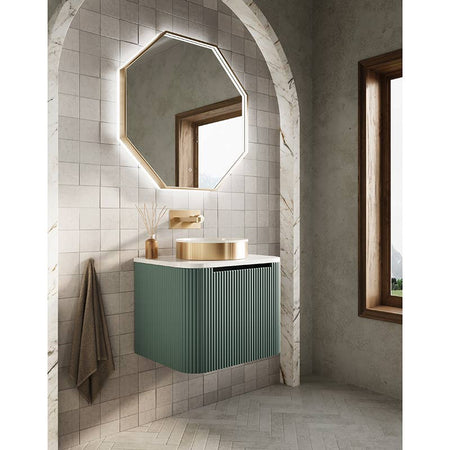 Scudo Linea Curve Fluted 600mm Wall Mounted Basin Unit (1 size, 3 colours) - Brand New Bathrooms