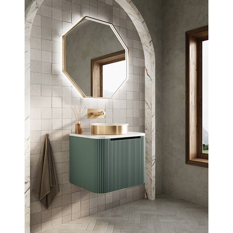 Scudo Linea Curve Fluted 600mm Wall Mounted Basin Unit (1 size, 3 colours) - Brand New Bathrooms