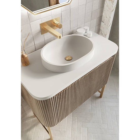 Scudo Linea Curve Fluted 900mm Wall Mounted Basin Unit (1 size, 3 colours) - Brand New Bathrooms