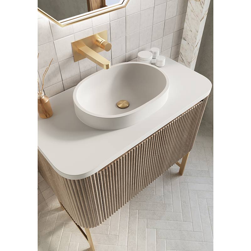 Scudo Linea Curve Stone Resin Oval Basin (2 sizes, Matt White) - Brand New Bathrooms