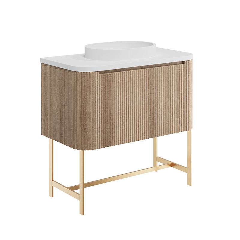 Scudo Linea Curve Basin Unit Frame (2 sizes, Brushed Brass) - Brand New Bathrooms