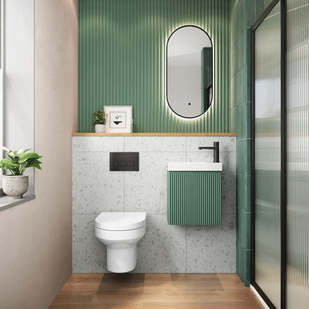Scudo Linea Fluted Wall Hung 400mm Cloakroom Unit (1 size, 3 colours) - Brand New Bathrooms