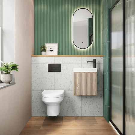 Scudo Linea Fluted Wall Hung 400mm Cloakroom Unit (1 size, 3 colours) - Brand New Bathrooms
