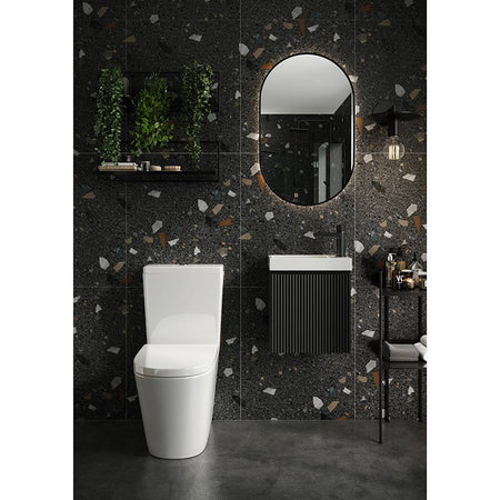 Scudo Linea Rimless Back to Wall Toilet Pan & Seat (White) - Brand New Bathrooms