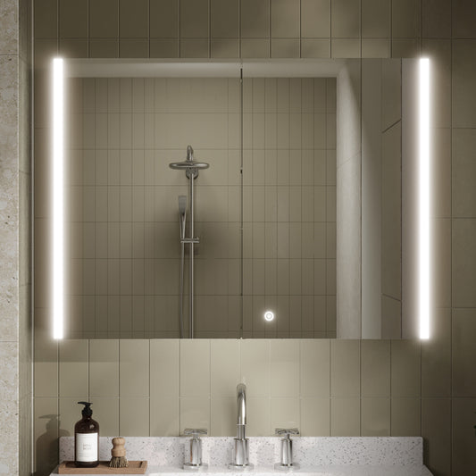 Nuie Leda 800mm Double Door Mirror Cabinet (1 size) - Brand New Bathrooms