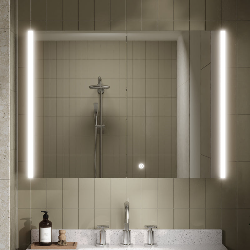 Nuie Leda 800mm Double Door Mirror Cabinet (1 size) - Brand New Bathrooms