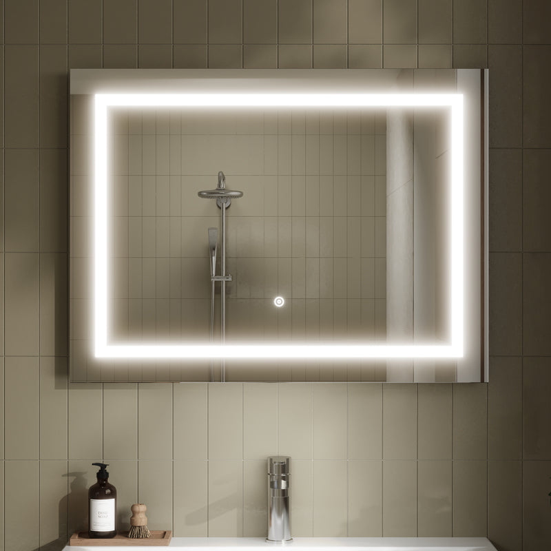 Nuie Enif 800mm x 600mm Touch Sensor Mirror (Silver) - Brand New Bathrooms