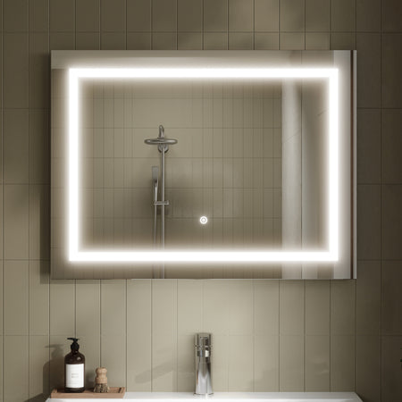 Nuie Enif 800mm x 600mm Touch Sensor Mirror (Silver) - Brand New Bathrooms