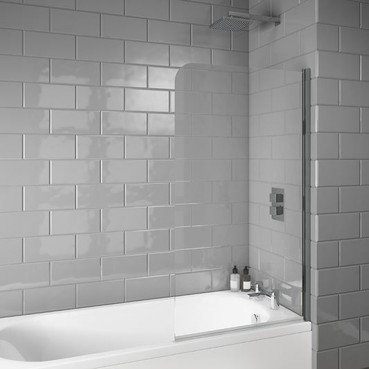 Scudo S6 Radius Edge 6mm Glass Bath Screen (H1400 x W800mm) - Brand New Bathrooms