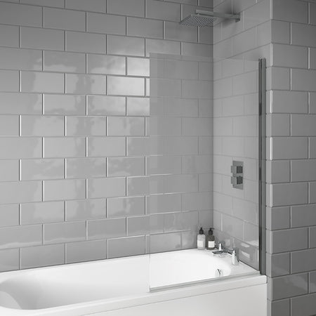 Scudo S6 Square Edge 6mm Glass Bath Screen (H1400 x W800mm) - Brand New Bathrooms