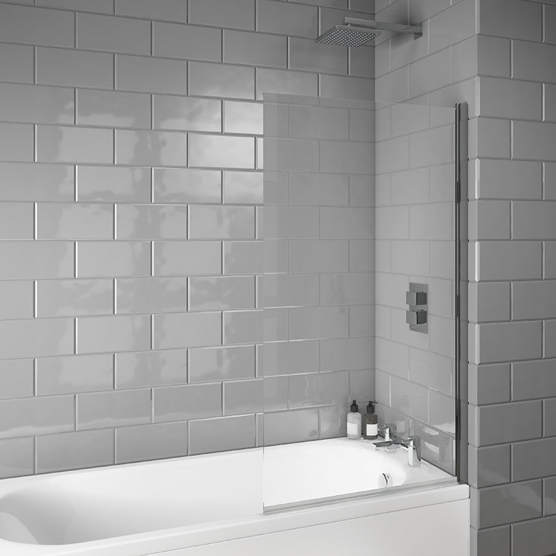 Scudo S6 Square Edge 6mm Glass Bath Screen (H1400 x W800mm) - Brand New Bathrooms
