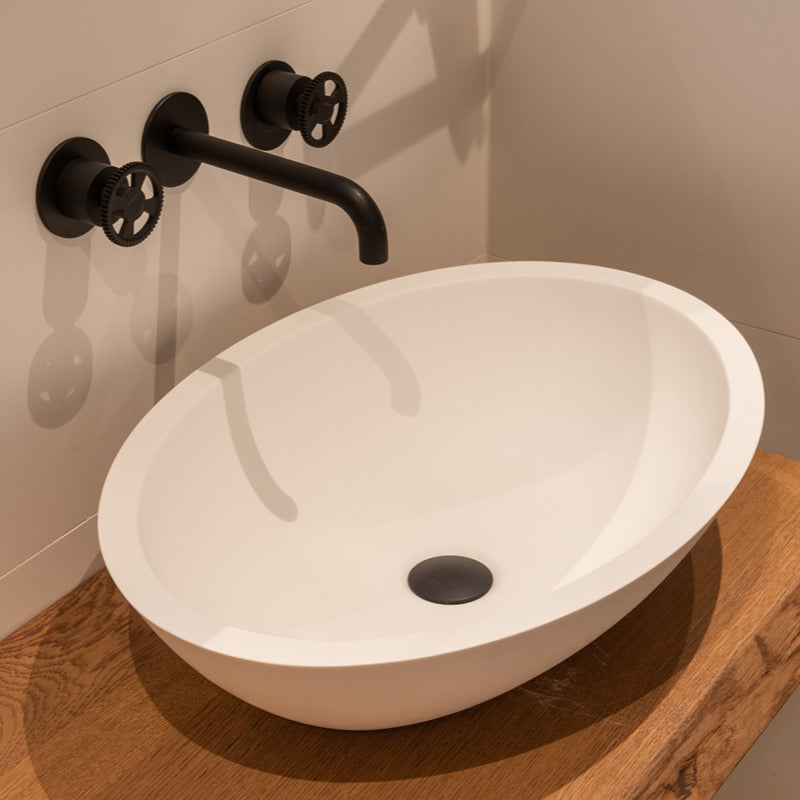 Loutro Lavabo Leona Oval Solid Surface Basin (1 size, Matt White) - Brand New Bathrooms