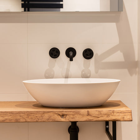 Loutro Lavabo Leona Oval Solid Surface Basin (1 size, Matt White) - Brand New Bathrooms