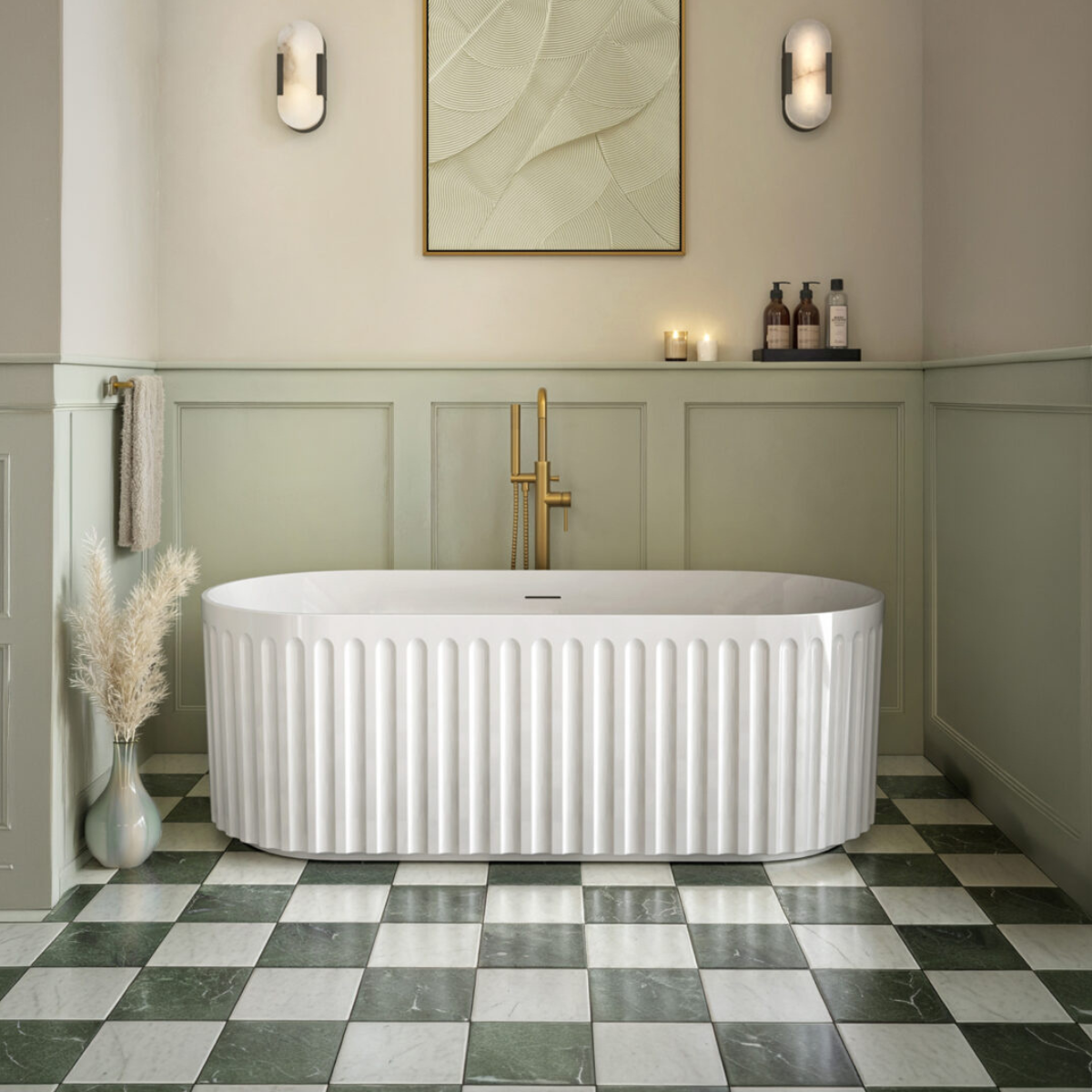 Scudo Lira Oval Fluted Freestanding Bathtub (1 size, 4 colours) - Brand New Bathrooms