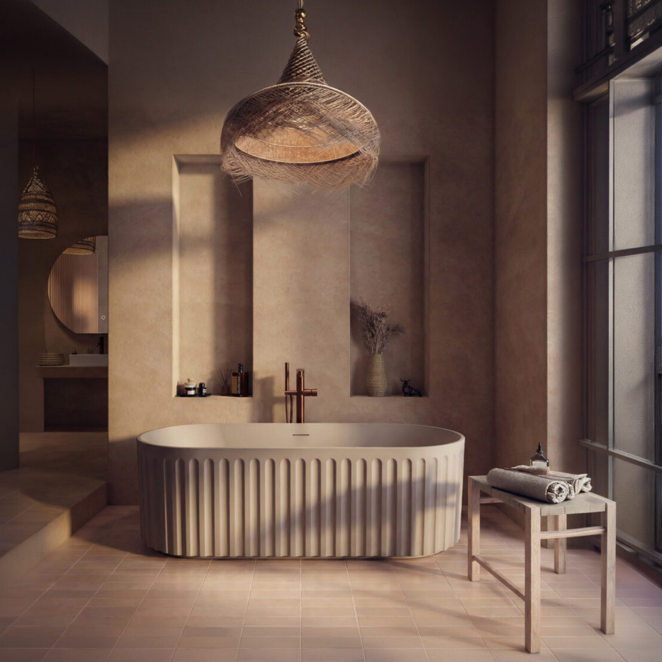 Scudo Lira Oval Fluted Freestanding Bathtub (1 size, 4 colours) - Brand New Bathrooms
