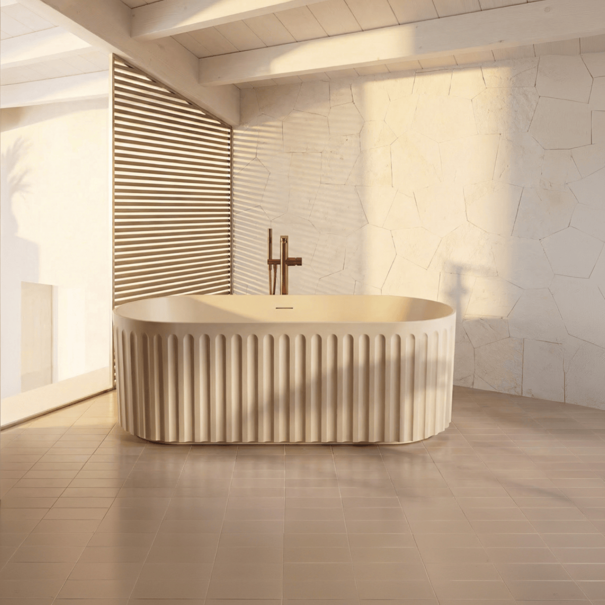 Scudo Lira Oval Fluted Freestanding Bathtub (1 size, 4 colours) - Brand New Bathrooms