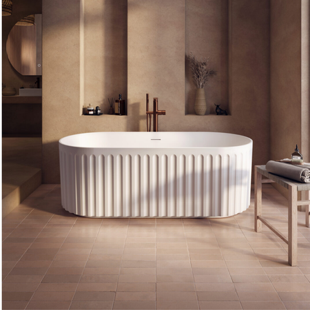 Scudo Lira Oval Fluted Freestanding Bathtub (1 size, 4 colours) - Brand New Bathrooms